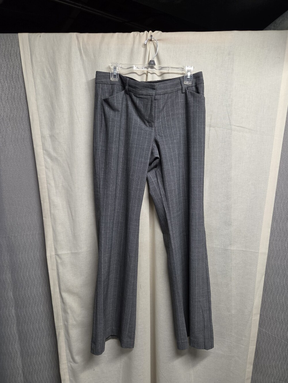Express Gray With Silver Pinstripe Boot-Cut Trousers